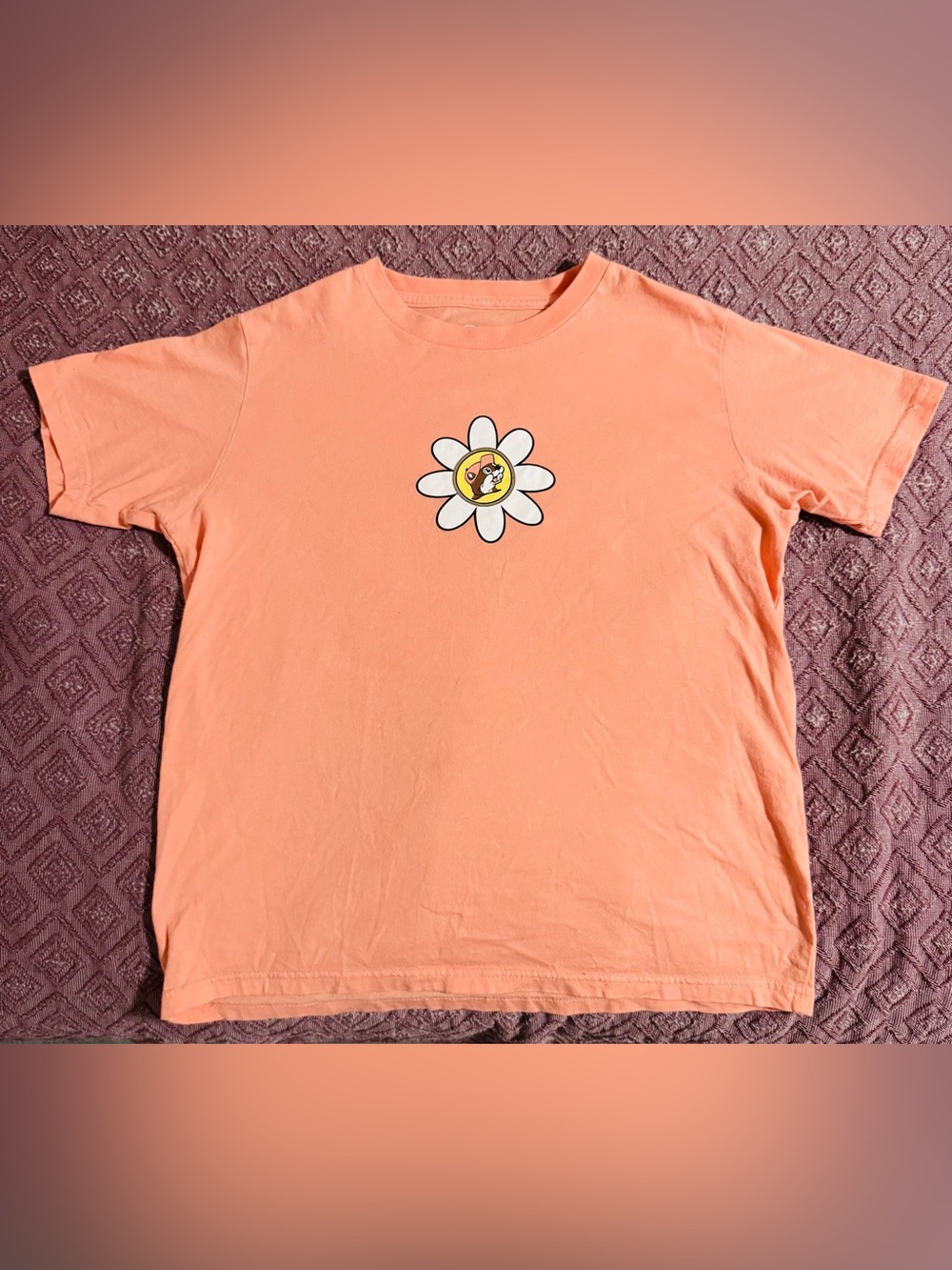 BUC-EE’S Kids Peach Daisy Graphic Short Sleeve Tee Size YL